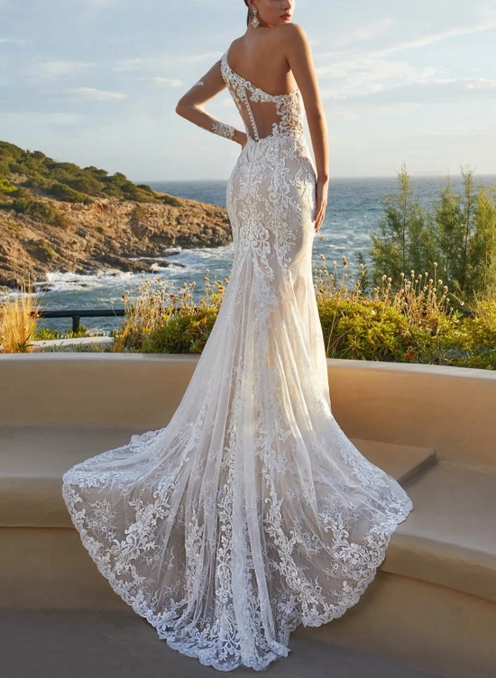 Robes de mariée sirène à manches longues en dentelle de luxe
