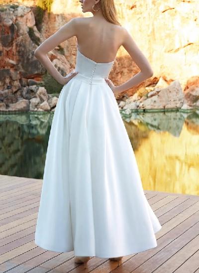 Minimalist Strapless Wedding Dresses With Satin Pockets