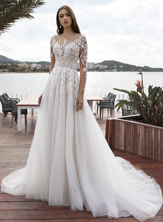 Boho Lace Long Sleeves Wedding Dresses With Ball-Gown