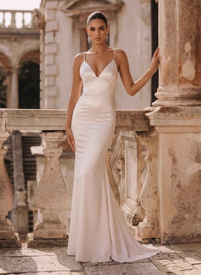 Modern Open Back Mermaid Wedding Dresses