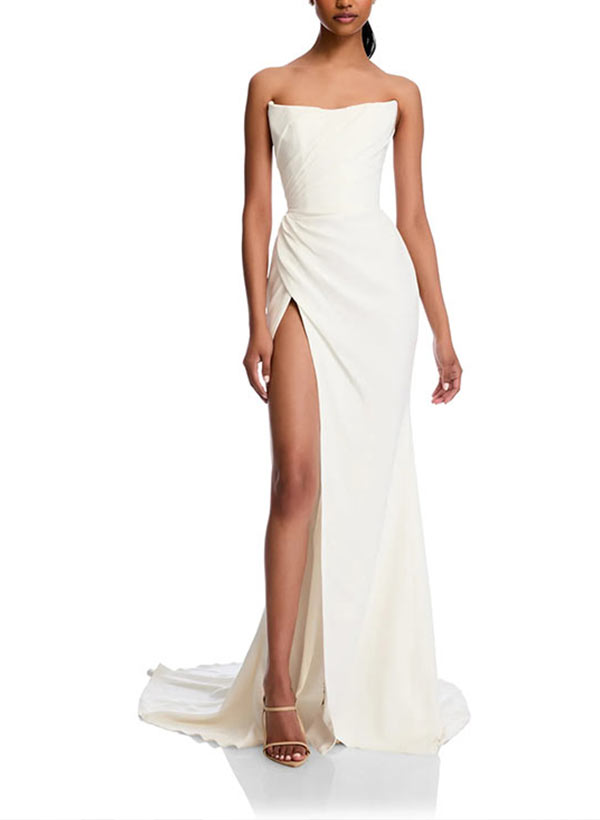 Glamorous Mermaid Strapless Sleeveless Scarf-Detail Floor-Length Evening Dress main image 1