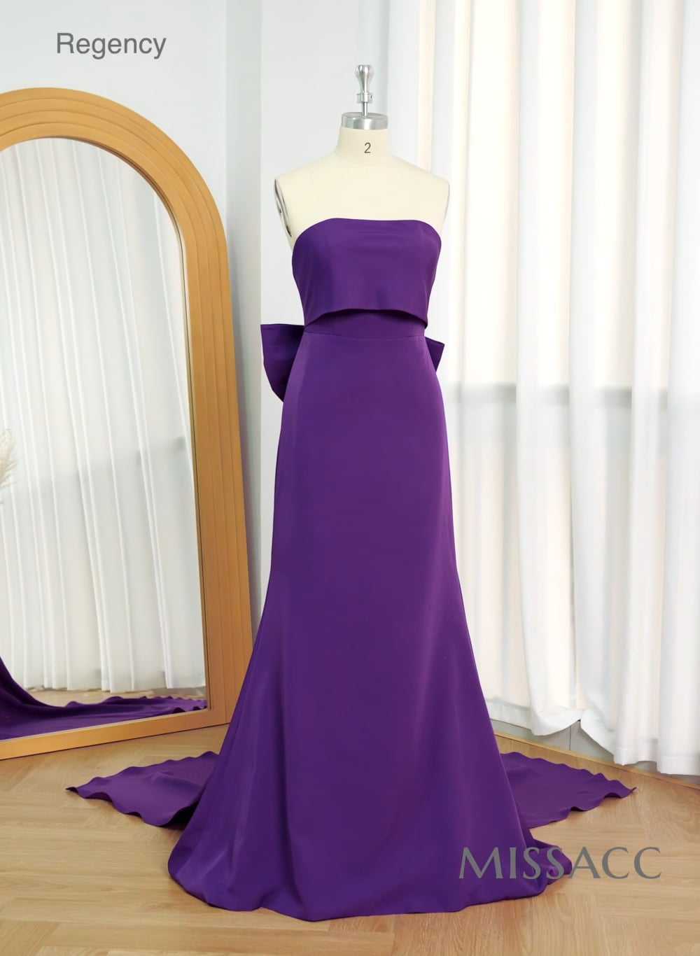 Open Back Strapless Sheath/Column Bridesmaid Dresses With Bow