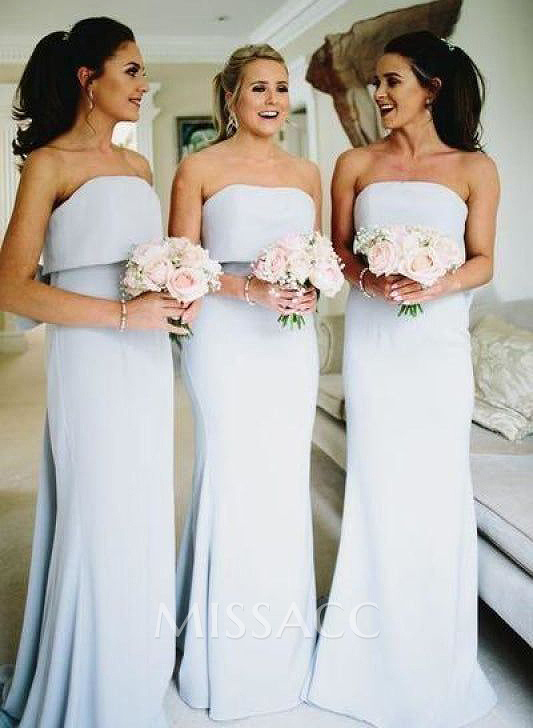 Open Back Strapless Sheath/Column Bridesmaid Dresses With Bow Open Back Strapless Sheath/Column Bridesmaid Dresses With Bow