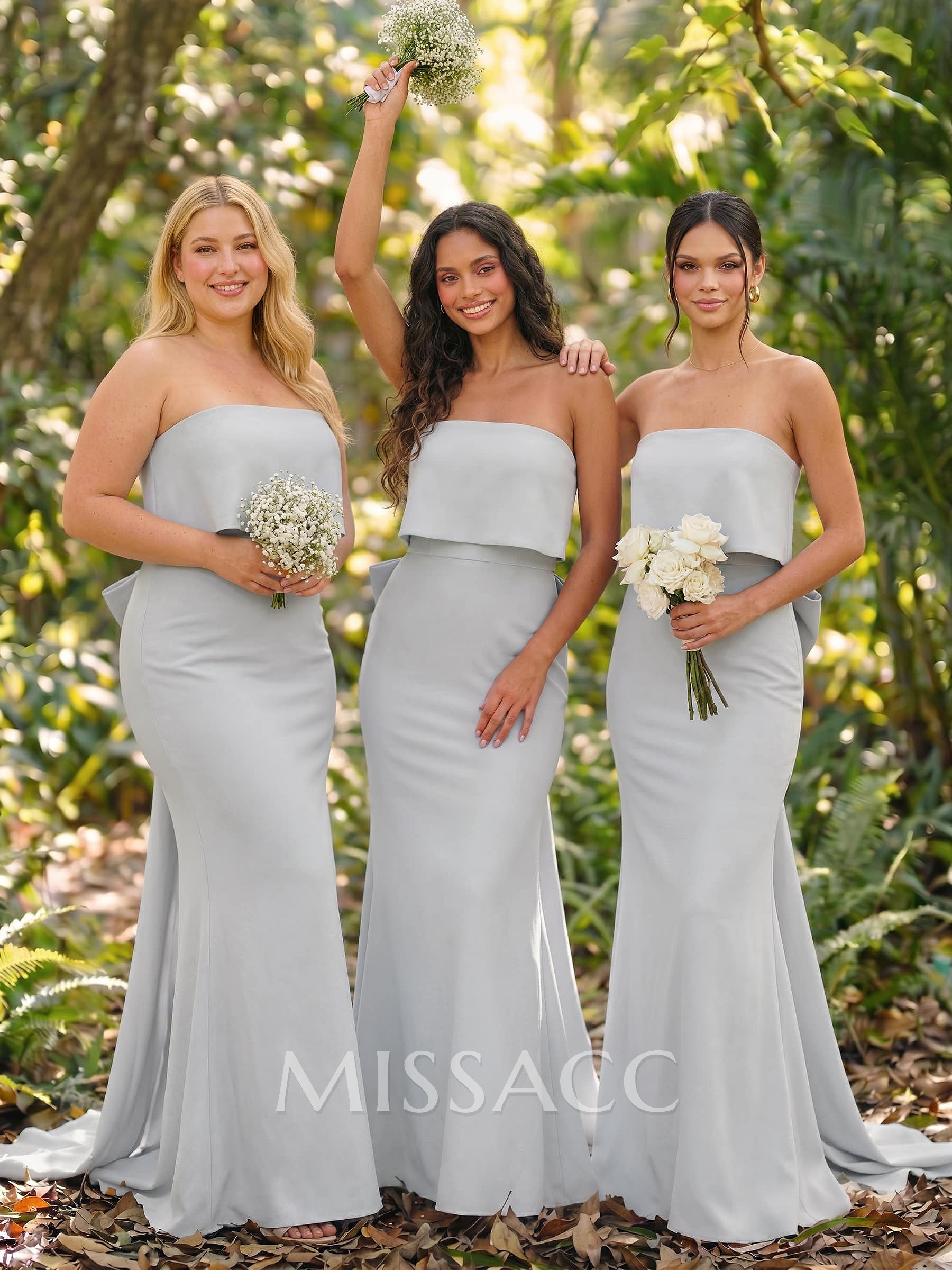 Open Back Strapless Sheath/Column Bridesmaid Dresses With Bow Open Back Strapless Sheath/Column Bridesmaid Dresses With Bow