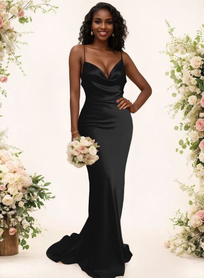 Cowl Neck Trumpet/Mermaid Back Hole Bridesmaid Dresses