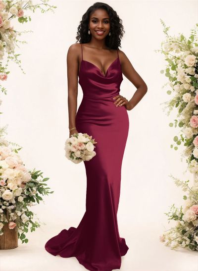 Cowl Neck Trumpet/Mermaid Back Hole Bridesmaid Dresses