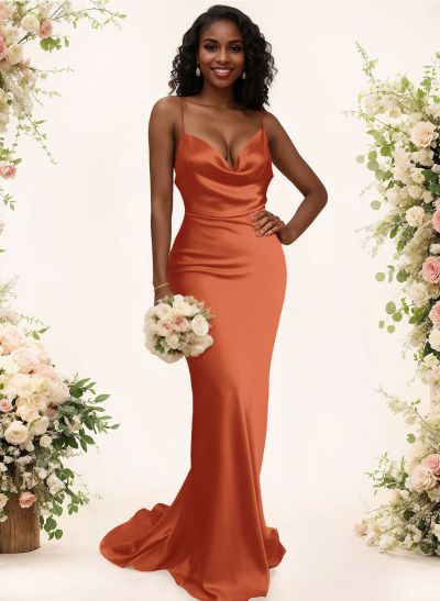 Cowl Neck Trumpet/Mermaid Back Hole Bridesmaid Dresses