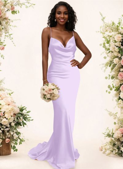 Cowl Neck Trumpet/Mermaid Back Hole Bridesmaid Dresses