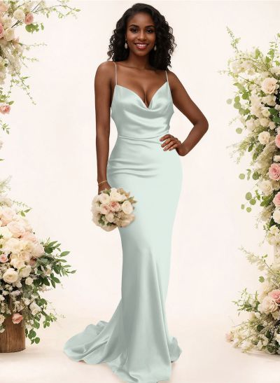 Cowl Neck Trumpet/Mermaid Back Hole Bridesmaid Dresses