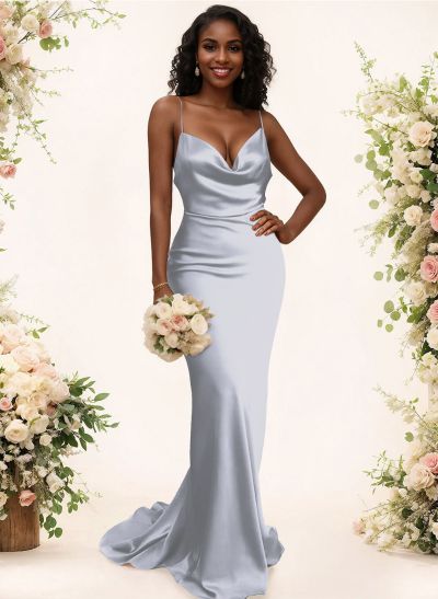 Cowl Neck Trumpet/Mermaid Back Hole Bridesmaid Dresses