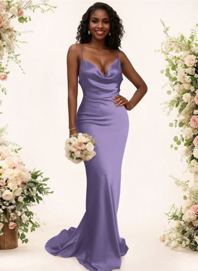 Cowl Neck Trumpet/Mermaid Back Hole Bridesmaid Dresses