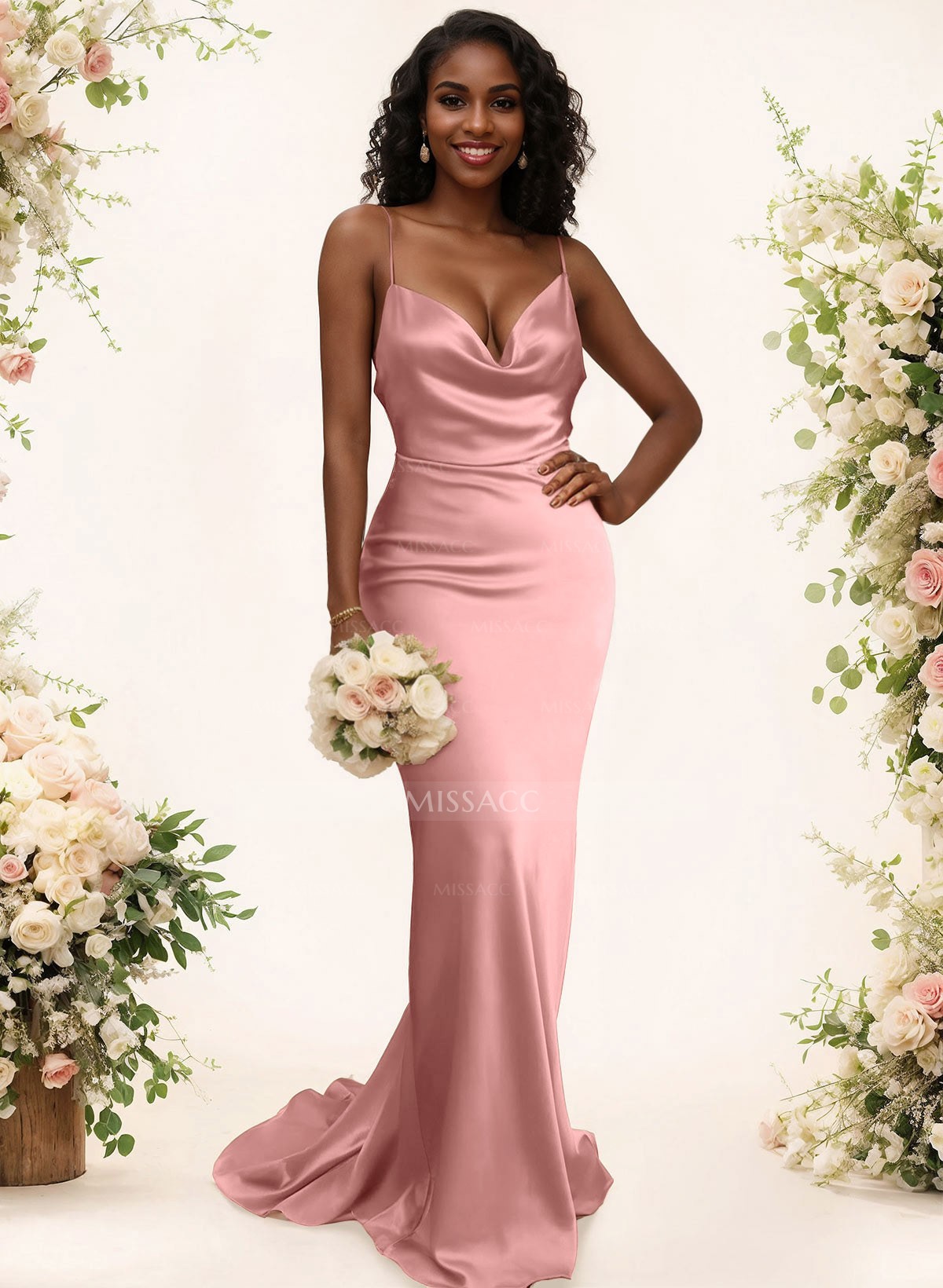 Cowl Neck Trumpet/Mermaid Back Hole Bridesmaid Dresses