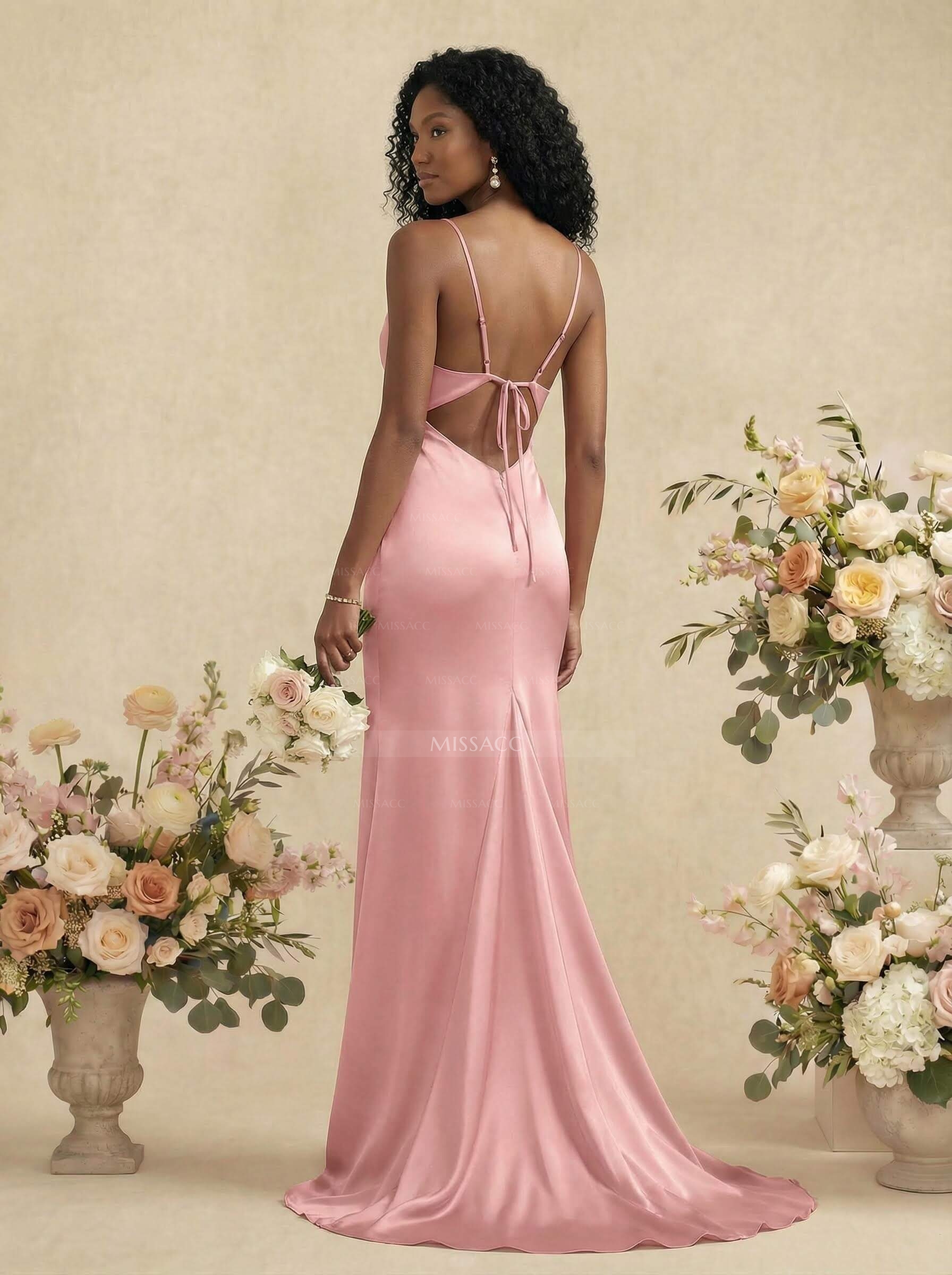 Cowl Neck Trumpet/Mermaid Back Hole Bridesmaid Dresses
