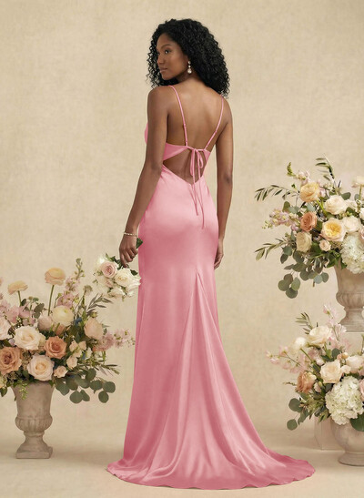Cowl Neck Trumpet/Mermaid Back Hole Bridesmaid Dresses