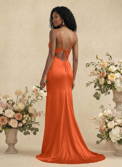 Cowl Neck Trumpet/Mermaid Back Hole Bridesmaid Dresses