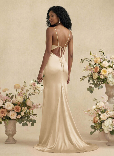 Cowl Neck Trumpet/Mermaid Back Hole Bridesmaid Dresses