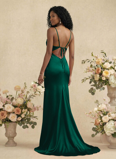 Cowl Neck Trumpet/Mermaid Back Hole Bridesmaid Dresses