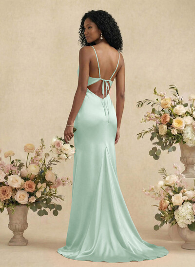 Cowl Neck Trumpet/Mermaid Back Hole Bridesmaid Dresses