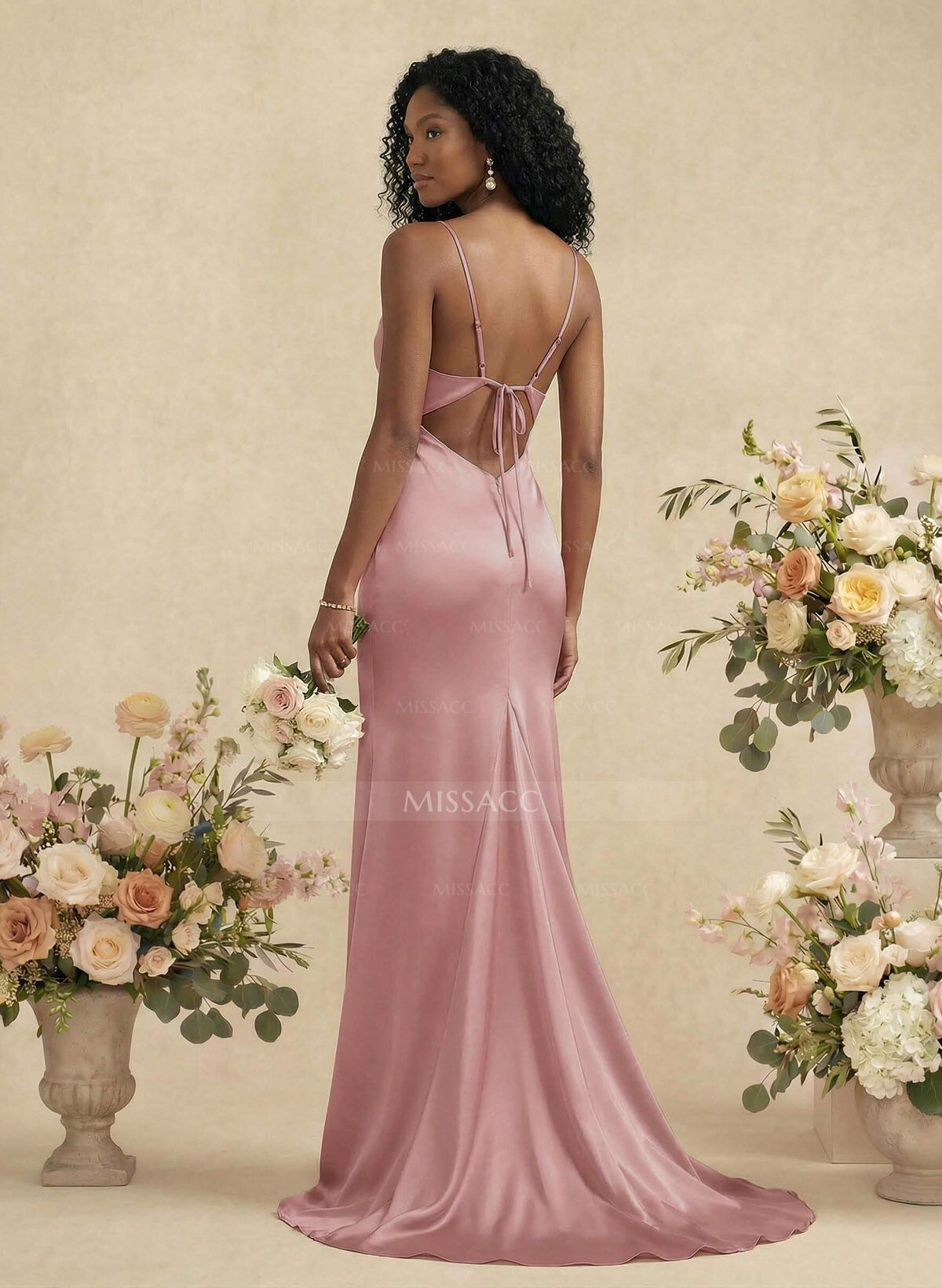 Cowl Neck Trumpet/Mermaid Back Hole Bridesmaid Dresses