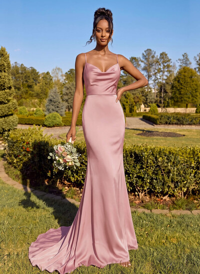 Cowl Neck Trumpet/Mermaid Back Hole Bridesmaid Dresses