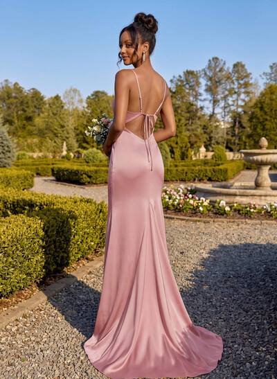 Cowl Neck Trumpet/Mermaid Back Hole Bridesmaid Dresses