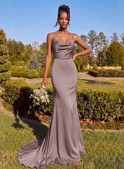 Cowl Neck Trumpet/Mermaid Back Hole Bridesmaid Dresses