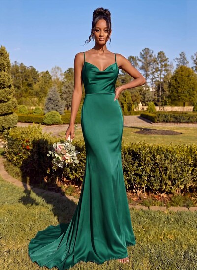 Cowl Neck Trumpet/Mermaid Back Hole Bridesmaid Dresses