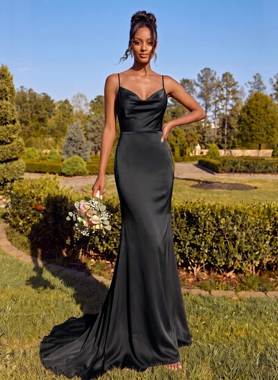 Cowl Neck Trumpet/Mermaid Back Hole Bridesmaid Dresses