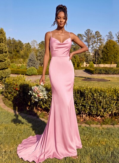 Cowl Neck Trumpet/Mermaid Back Hole Bridesmaid Dresses