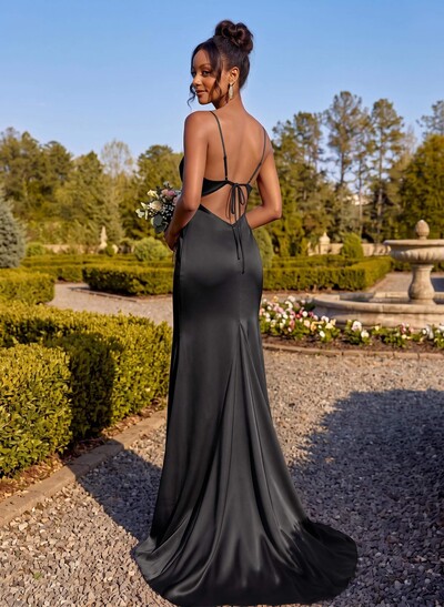 Cowl Neck Trumpet/Mermaid Back Hole Bridesmaid Dresses
