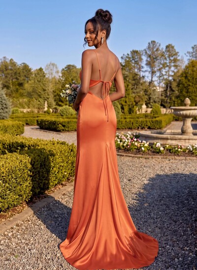 Cowl Neck Trumpet/Mermaid Back Hole Bridesmaid Dresses