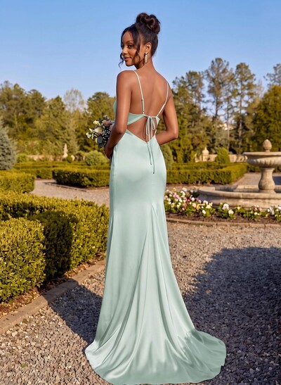 Cowl Neck Trumpet/Mermaid Back Hole Bridesmaid Dresses
