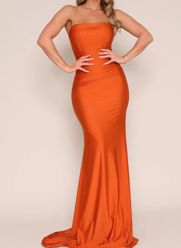 Strapless Fitted Trumpet/Mermaid Jersey Bridesmaid Dresses