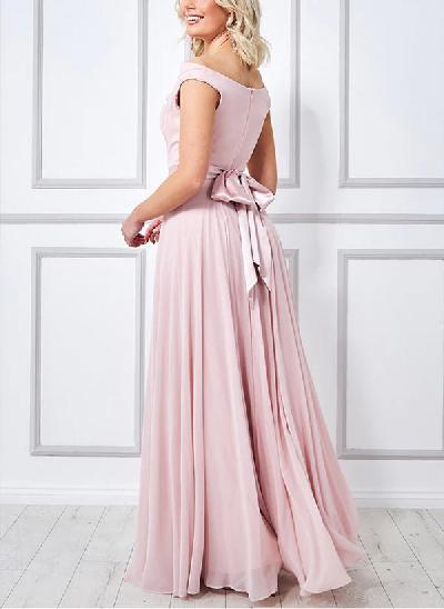 Cowl Neck A-Line Sleeveless Floor-Length Chiffon Bridesmaid Dresses