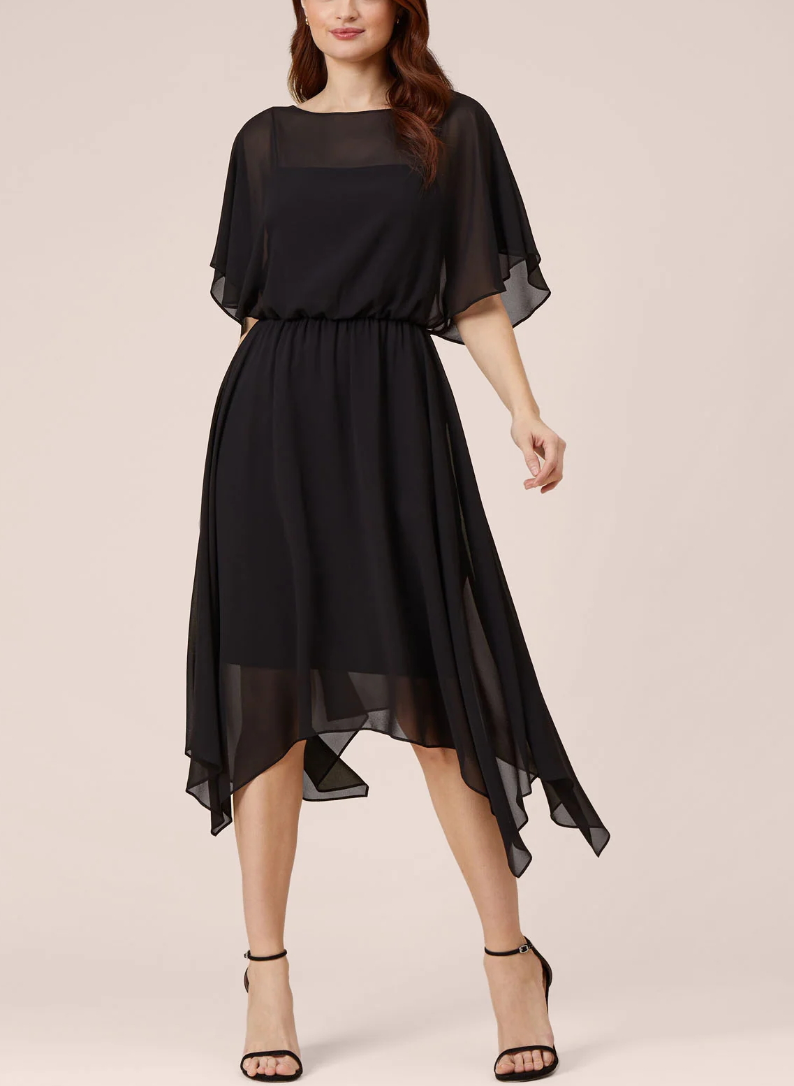 A-Line Square Neckline 1/2 Sleeves Chiffon Bridesmaid Dresses With Ruffle