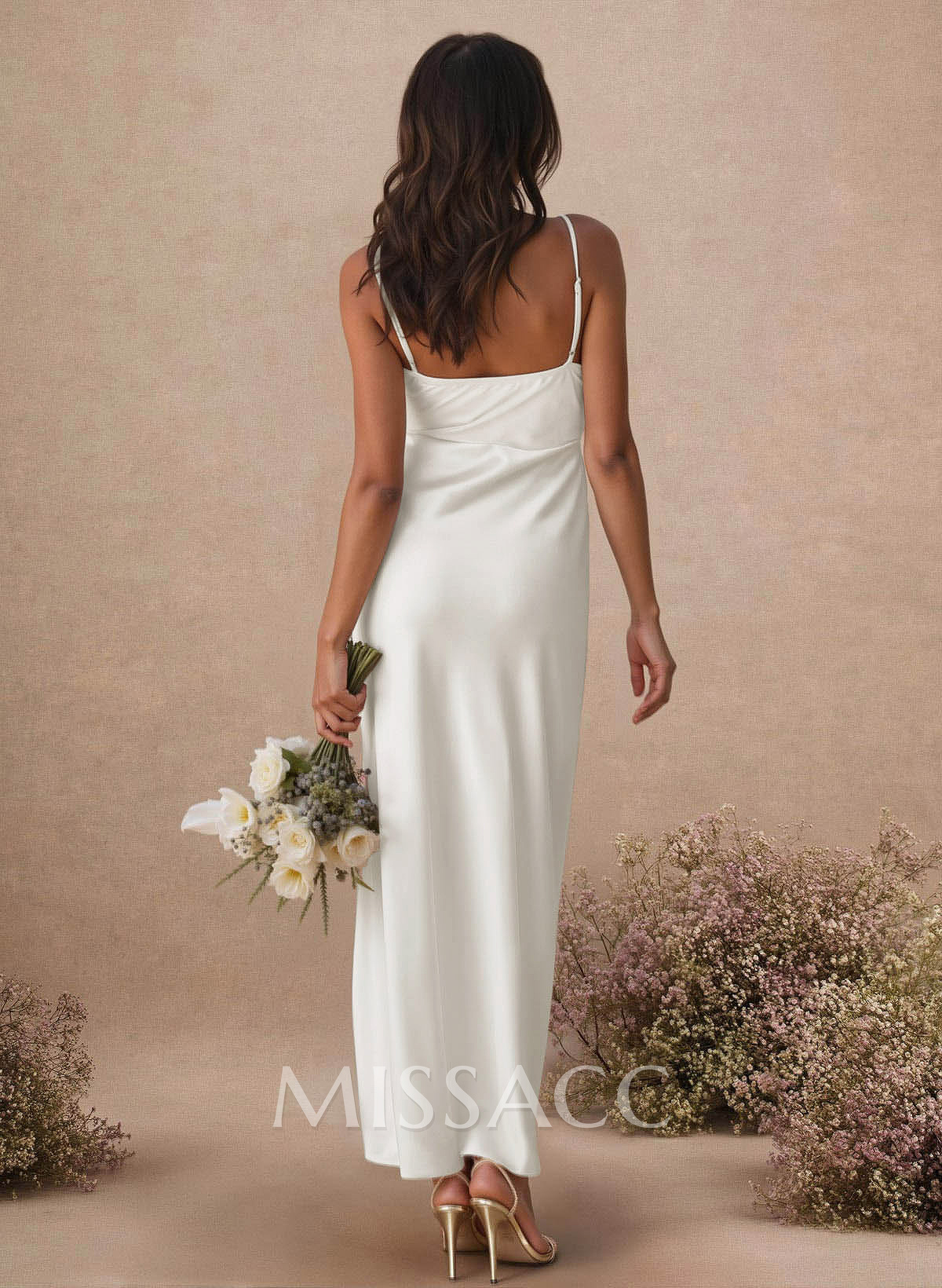 Sheath/Column Sleeveless Ankle-Length Silk Like Satin Bridesmaid Dresses With Split Front Sheath/Column Sleeveless Ankle-Length Silk Like Satin Bridesmaid Dresses With Split Front