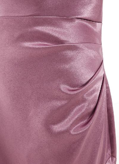 Sheath/Column Cowl Neck Sleeveless Floor-Length Silk Like Satin Bridesmaid Dresses