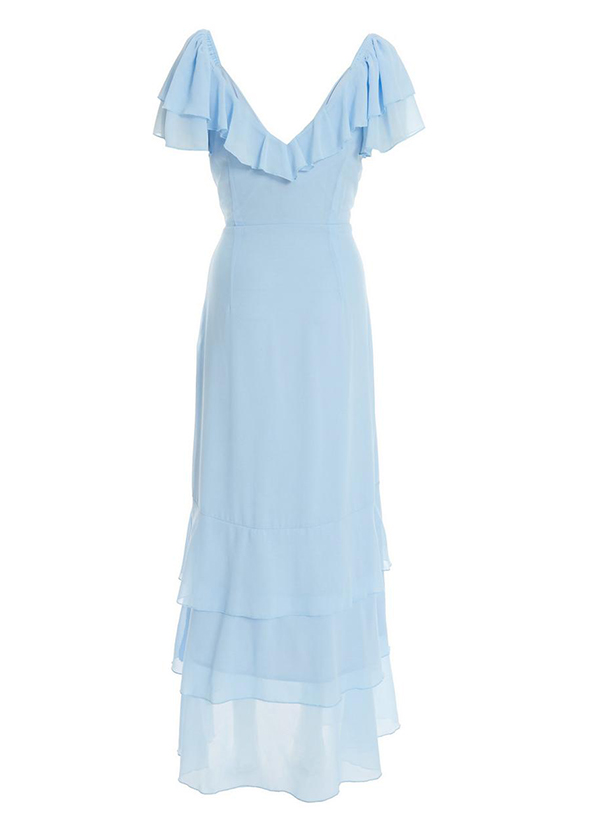 Sheath/Column V-neck Short Sleeves Chiffon Bridesmaid Dresses With Ruffle