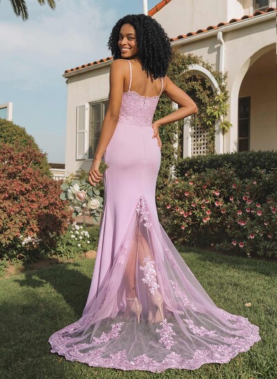 Trumpet/Mermaid Sweetheart Elastic Satin Bridesmaid Dresses With Appliques Lace