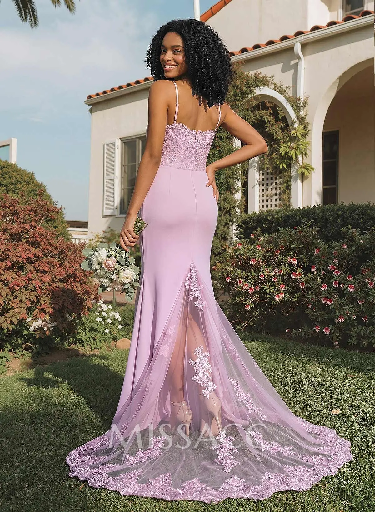 SatinマーメイドEye Lash Laceドレス Trumpet/Mermaid Sweetheart Elastic Satin Bridesmaid Dresses With