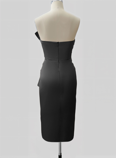 Fitted Strapless Midi High-Low Satin Bridesmaid Dresses
