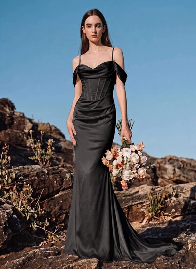 Trumpet/Mermaid Off-The-Shoulder Sleeveless Silk Like Satin Bridesmaid Dresses