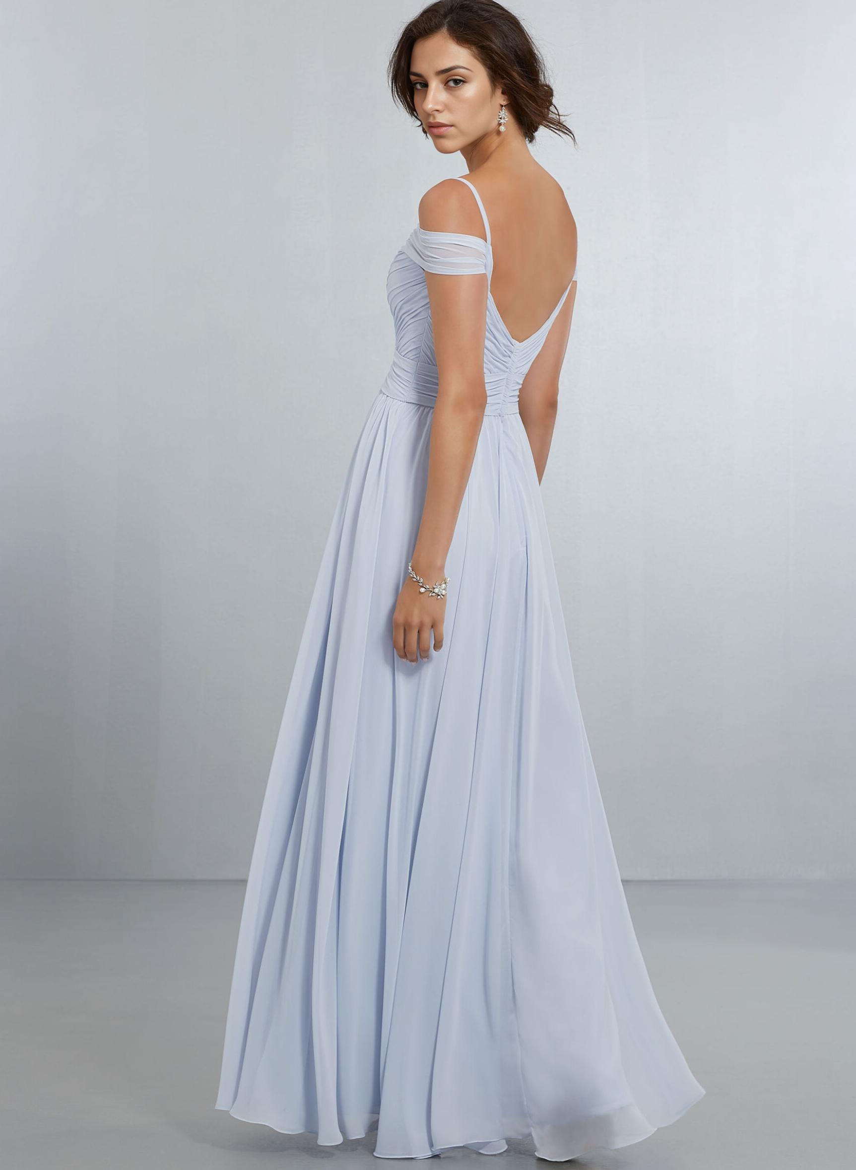 A-Line Off-The-Shoulder Sleeveless Floor-Length Chiffon Bridesmaid Dresses