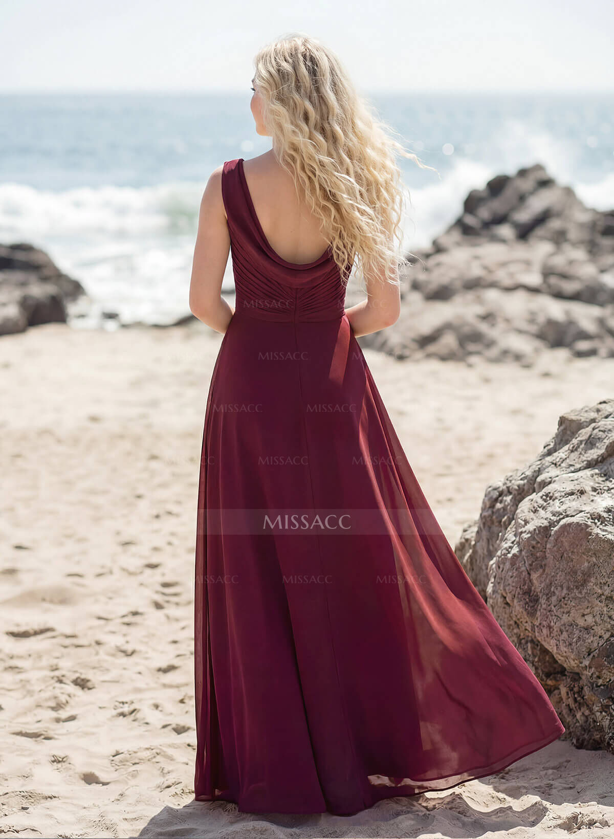 A-Line V-Neck Sleeveless Floor-Length Chiffon Bridesmaid Dresses