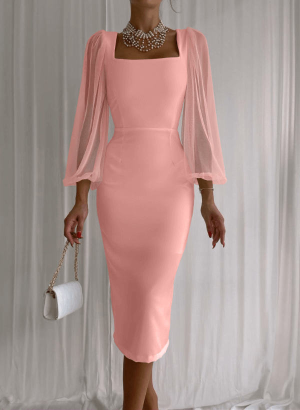 Long Sleeves Square Neckline Sheath/Column Cocktail Dresses