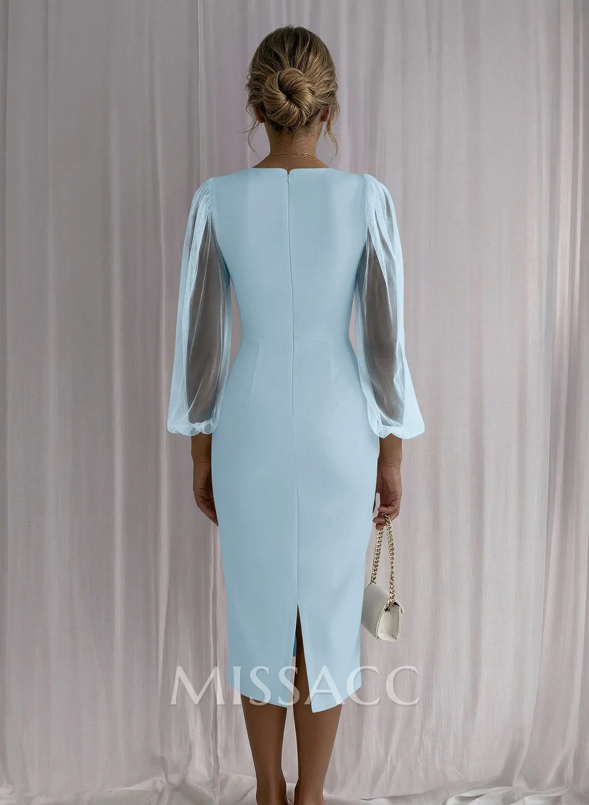 lavender midi dress LaDivine BD7027 Fitted Long Cocktail Size:15.5/36 This lavender midi dress prom dress with pockets Women's Sheer Chiffon Folds