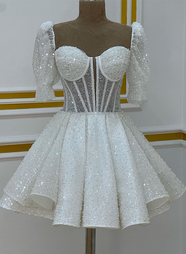 Ball-Gown Sweetheart Short/Mini Sweet Sequined Cocktail Dresses