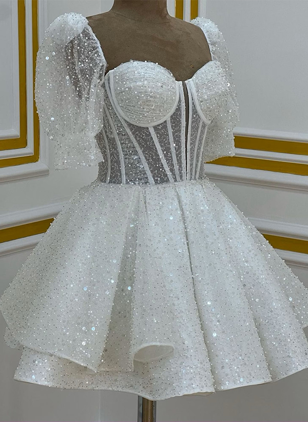 Ball-Gown Sweetheart Short/Mini Sweet Sequined Cocktail Dresses