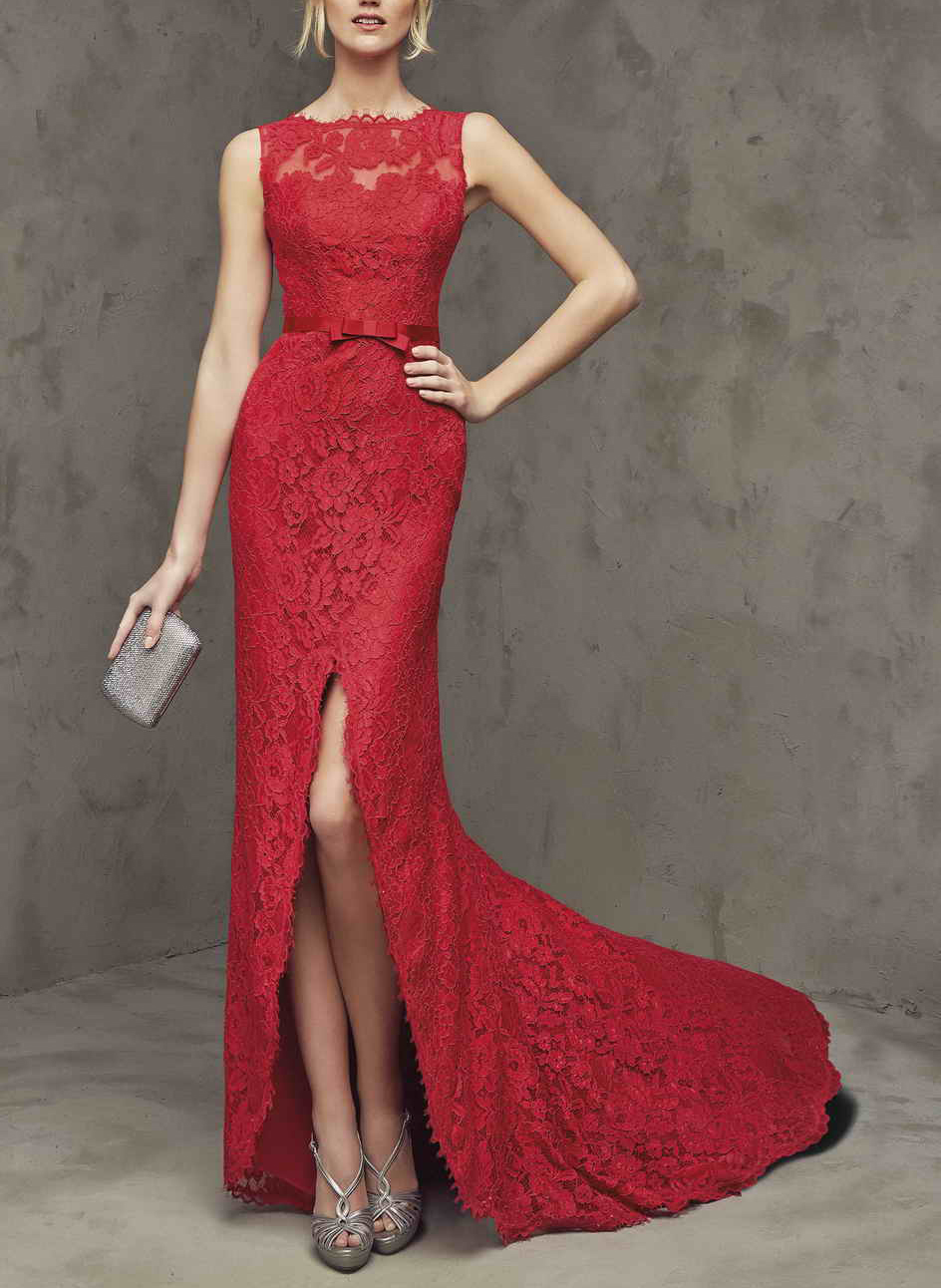 Red Lace Mermaid Elegant Evening Dresses