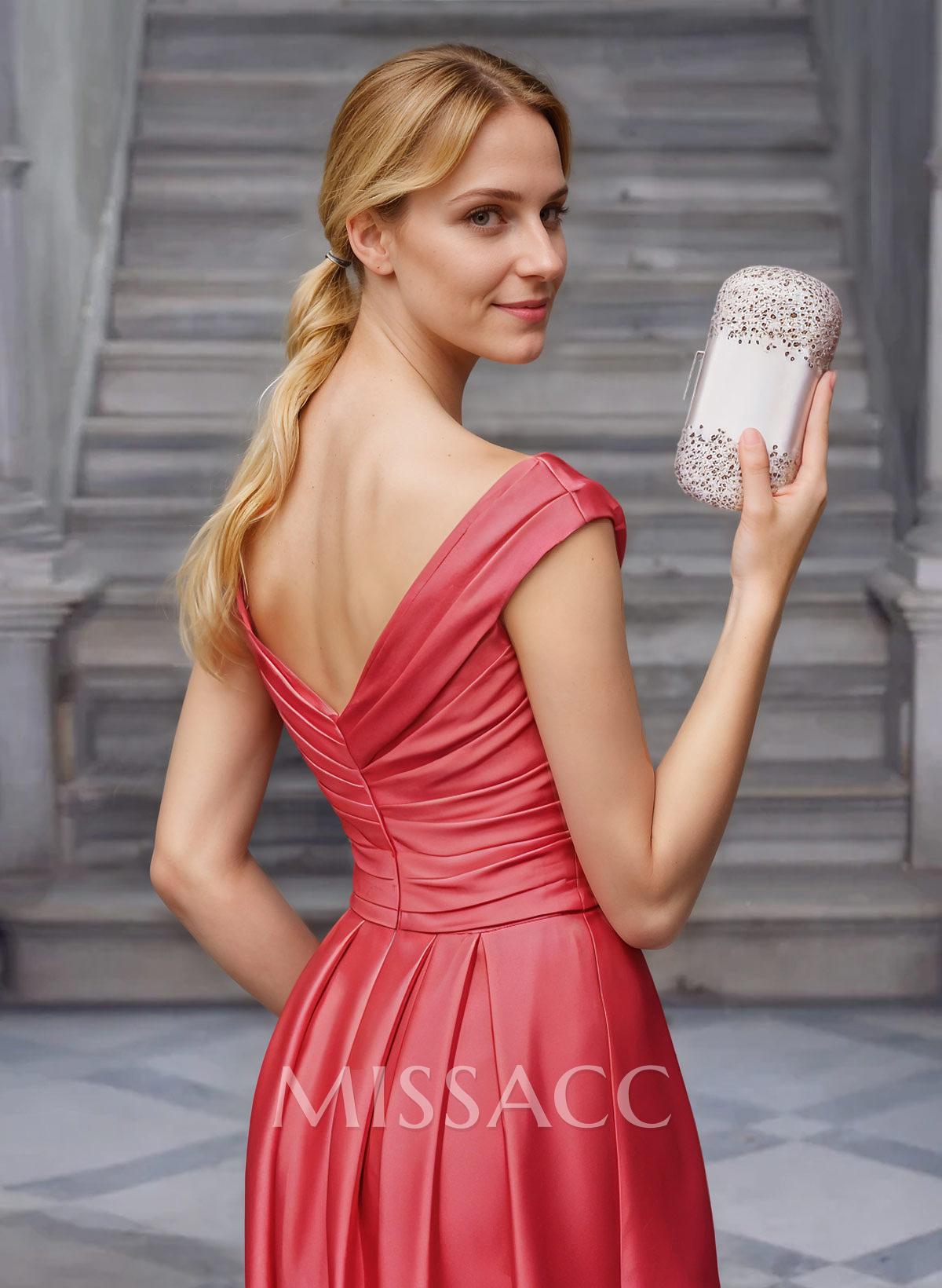 A-Line Satin Pockets Evening Dresses With Cap Shoulder A-Line Satin Pockets Evening Dresses With Cap Shoulder